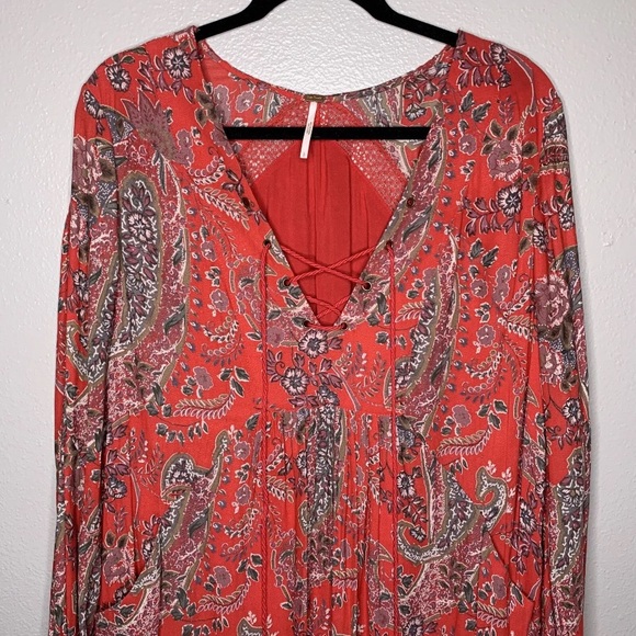 Free People Womens Large Rain or Shine Printed Dress Poppy Combo Floral Pockets - Picture 2 of 12